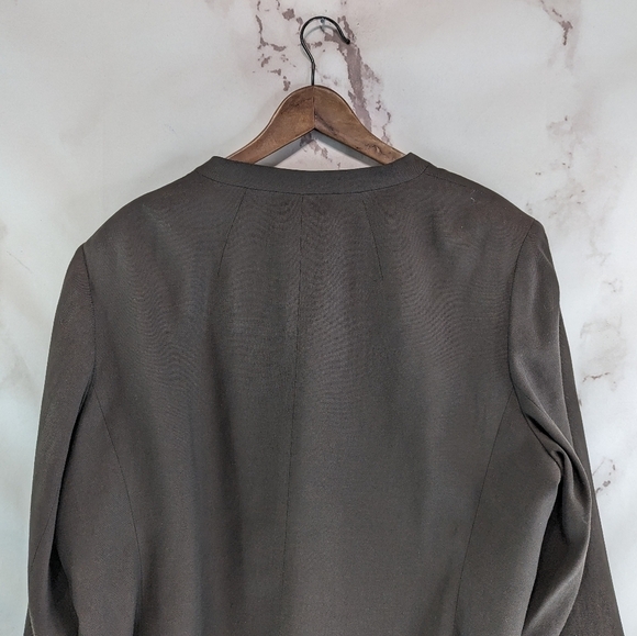 Talbots Blazer Womens 22W 3X Brown Linen One Button Jacket Petite Pocket Stretch - Picture 6 of 12